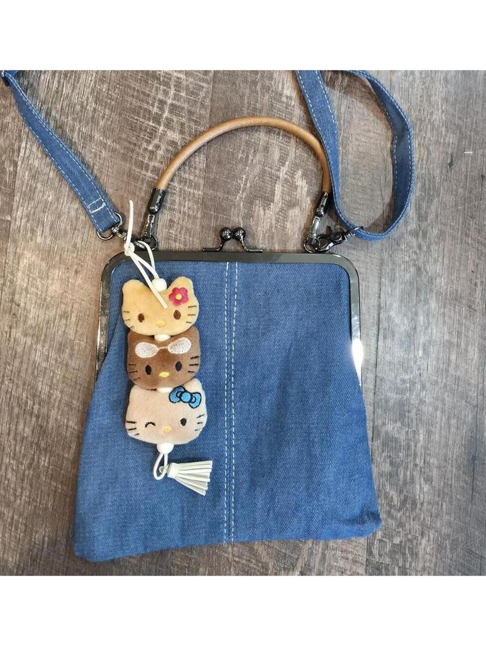 Blue Crossbody Bag with Plush Hello KittyCharm